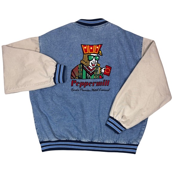 Vintage Letterman Jacket Mens Peppermill Tournament Champion Embroidery XL Poker